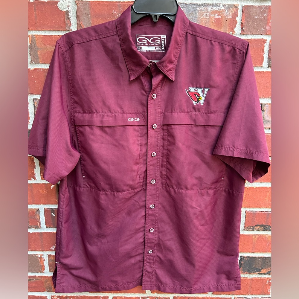 Gameguard Outdoors Men’s Short Sleeve Button Down Maroon Vented L Shirt C5